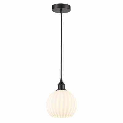 White Venetian - 1 Light Cord Hung Mini Pendant In Modern Style-10 Inches Tall and 8 Inches Wide