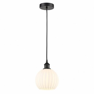 White Venetian - 1 Light Cord Hung Mini Pendant In Modern Style-10 Inches Tall and 8 Inches Wide - 1 of 1
