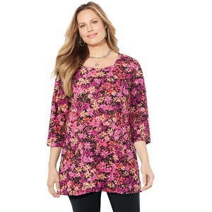 Catherines Women's Plus Size Easy Fit Squareneck Tunic - 1 of 4