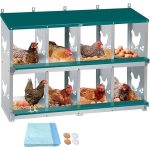 Coucheta Large Metal Chicken Nesting Boxes for Hens, Compartment Galvanized Steel Nesting Box, Includes 4 Fake Eggs & 10 Soft Nest Pads Pads - 1 of 1