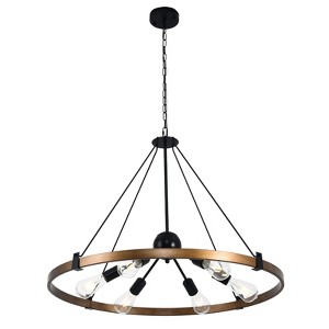 YIYIBYUS 31.5inch Large Chandelier for Living Room, 6-Light Metal Light Fixture for Dining Room Entryway Kitchen Island, Black - 1 of 4