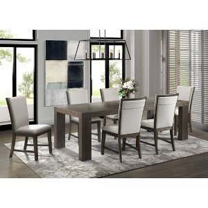 7pc Jasper Dining Table & Six Upholstered Side Chairs Toasted Walnut - Picket House Furnishings, Brown