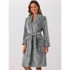 cheibear Women's Lounge Robe Soft Warm Flannel Plush Fluffy Bathrobe with Belt and Pockets - 2 of 4