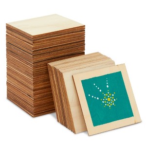 Juvale 60 Pack Unfinished Wood Squares for Crafts, Blank Wood Pieces, Bulk Wooden Tiles for Crafts, DIY Supplies, Wall Art, Game (3x3 In) - 1 of 4