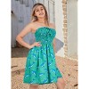 LA LEELA Women's House Daily Routine Evening Wear Vacation Flowy Backless Backless Dress Smocked Strapless Swing Tube Dress One Size Green, Fish - 2 of 4