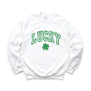 Simply Sage Market Women's Graphic Sweatshirt Lucky Clover Distressed - 1 of 4