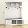 3-in-1 Hall Tree with Shoe Storage, Coat Rack with Bench, Entryway Furniture with Hooks Wood Grain - 3 of 4