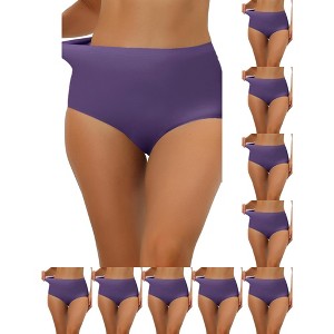 INSPIRE CHIC Women's Elastic High-Waisted Unlined Breathable No-Show Hipster Underwear 10 Packs - 1 of 4