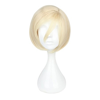 Unique Bargains Women's Bob Wigs 12" Light Yellow with Wig Cap