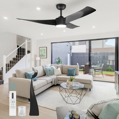 52"Ceiling Fan with Lights Remote Control Dimmable 7 Speeds Reversible Noiseless Modern DC Motor Ceiling Fan for Low Ceiling Kitchen