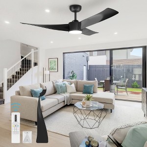 52"Ceiling Fan with Lights Remote Control Dimmable 7 Speeds Reversible Noiseless Modern DC Motor Ceiling Fan for Low Ceiling Kitchen - 1 of 4