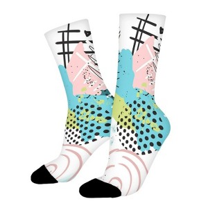 Colorful Geometric Art Women Printed Crew Socks Funny Funky Socks Soft Polyester Novelty Gifts for Artists Men - 1 of 1
