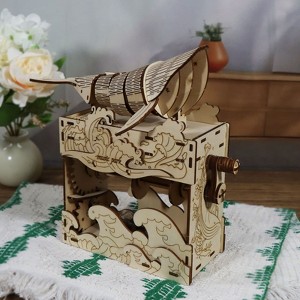 Angel Sar 3D Wooden Hand Whale Music Box Puzzle Kit, Handmade Mechanical Model with Crank-Operated Music, Holidays Birthdays Christmas Gifts - 1 of 4