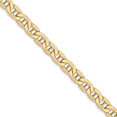 Black Bow Jewelry 4.75mm, 14K Yellow Gold, Hollow Anchor Link Chain Necklace