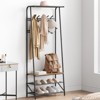 4-In-1 Metal Freestanding Coat Rack Shoe Bench, Storage Bench with Hooks for Bedroom, Living Room, Bench, Entryway Organizer - 2 of 4