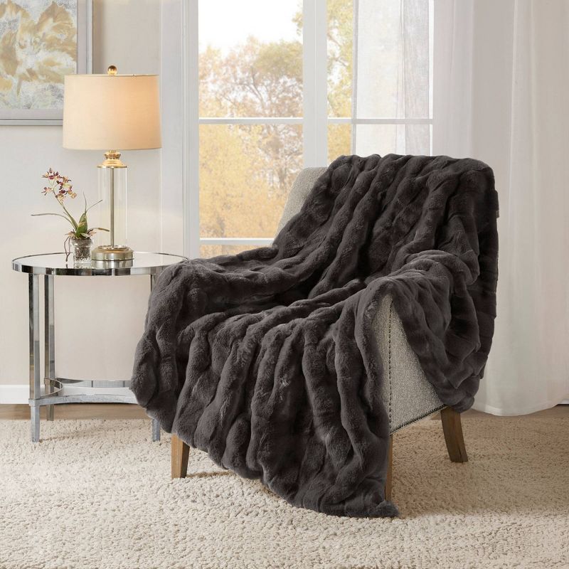 50"x60" Camille Faux Fur Throw Blanket - Madison Park, 3 of 9