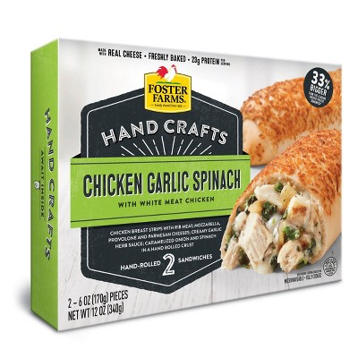 Foster Farms Frozen Hand Crafts Chicken Garlic Spinach Sandwich - 12oz