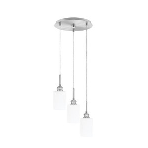 Toltec Lighting Edge 3 - Light Pendant in  Brushed Nickel with 4" White Muslin Shade - 1 of 1