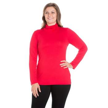 Elainilye Fashion Under Scrubs For Women Long Sleeve Turtleneck Comfortable  Bottom Shirt Long Sleeve Top Undershirt,Red 