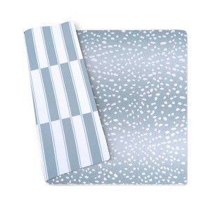 Wander & Roam Reversible Baby PlayMat - Large, Antelope + Stripe Design - Slate Blue - 1 of 4