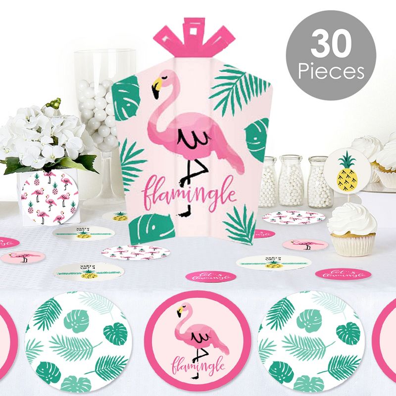 Big Dot of Happiness Pink Flamingo - Party Like a Pineapple - Tropical Summer Party Decor and Confetti - Terrific Table Centerpiece Kit - Set of 30, 2 of 9