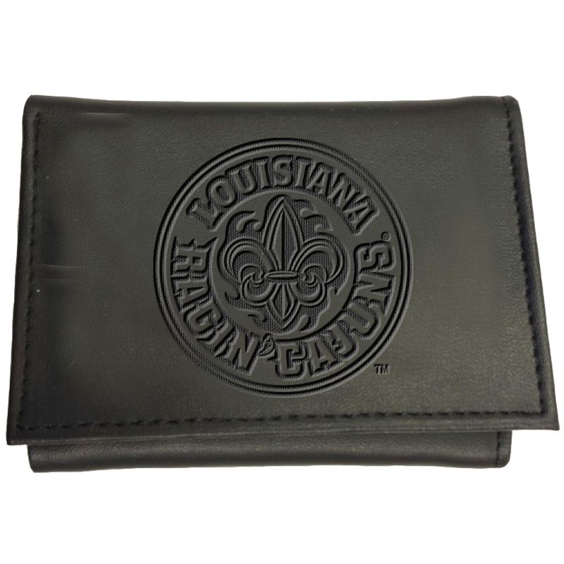Evergreen NCAA Louisiana Ragin' Cajuns Black Leather Trifold Wallet Officially Licensed with Gift Box, 1 of 2