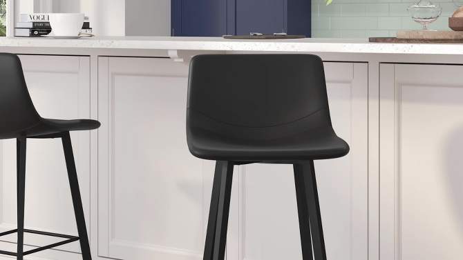 Emma and Oliver Set of Two 24" Modern Upholstered Barstools, Matte Metal Frames and Plastic Floor Glides, 2 of 13, play video