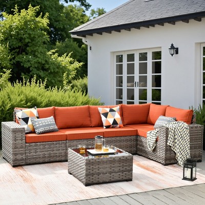 XIZZI Modular Sectional Patio Set with Convertible Corner Sofa, 3.54" Thickened Cushions & 7.68" Wide Armrests, Outdoor Conversation Sofa in 7 Colors