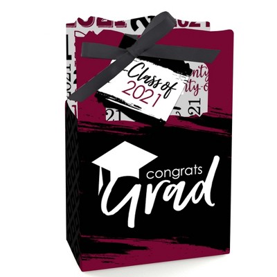 Big Dot of Happiness Maroon Grad - Best is Yet to Come - Burgundy 2021 Graduation Party Favor Boxes - Set of 12