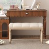 Itopfox Upholstered Bench for Bedroom, Piano, Dining, Entryway, Living Room with Button Tufted Padded Seat and Carved Wood Legs, Beige - 2 of 4