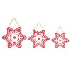 Transpac Wood 13.98 in. Red Christmas Hanging Snowflakes Set of 3 - 2 of 4