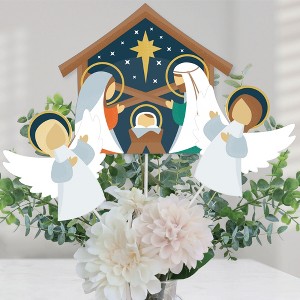 Big Dot of Happiness Holy Nativity - Manger Scene Religious Christmas Centerpiece Sticks - Table Toppers - Set of 15 - 1 of 4