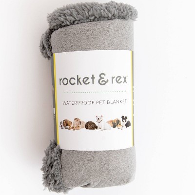 Medium Gray Waterproof Fleece and Faux Suede Pet Blanket