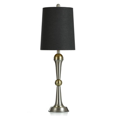 Boulder Gold Steel Buffet Lamp with Black Shade - StyleCraft: 20" Modern Accent, Adjustable Head Tilt, UL Listed