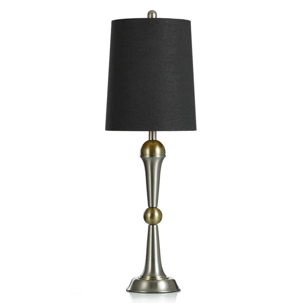 Photos - Floodlight / Street Light Boulder Gold Steel Buffet Lamp with Black Shade - StyleCraft