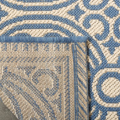 Blue and Cream Geometric Flat Woven 9' x 12' Area Rug