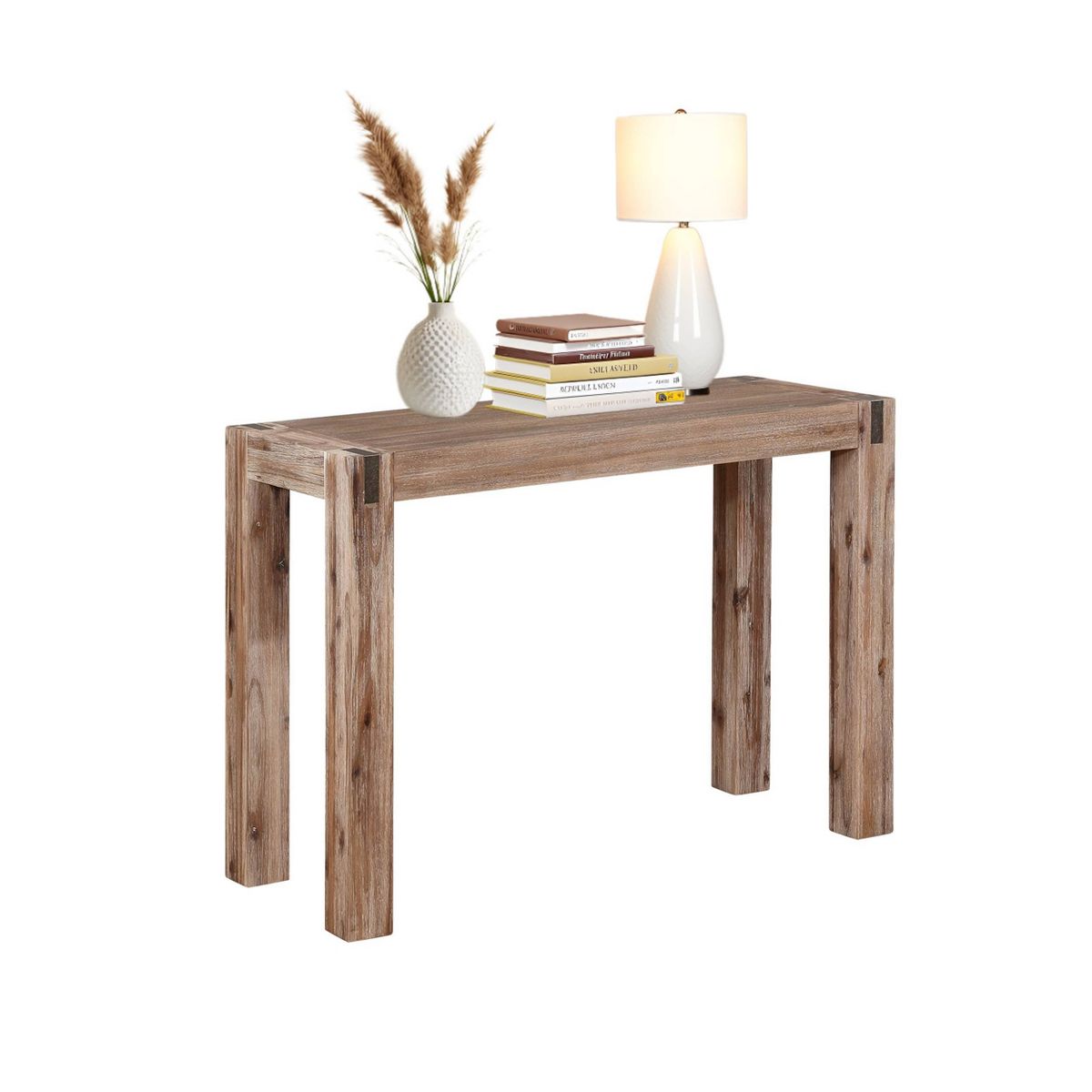 40" Woodstock Acacia Media Console Table Brushed Driftwood - Alaterre Furniture: Rustic Elegance for Home