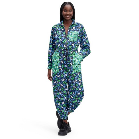 Women's Nylon Jazz Dot Green Sports Jumpsuit - Dvf For Target S