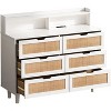 6 Drawers Dresser for Bedroom, Rattan Storage Cabinet with LED Lights and Power Outlet, Rattan Dresser with Spacious Storage for Bedroom - 4 of 4