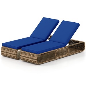 Gymax 2PCS Outdoor Chaise Lounge Chair w/ Adjustable Backrest Cushion & Storage Outdoor - 1 of 4