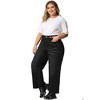 Agnes Orinda Women's Plus Size Casual Stretch Washed Pockets Wide Leg Palazzo Denim Jeans - 3 of 4
