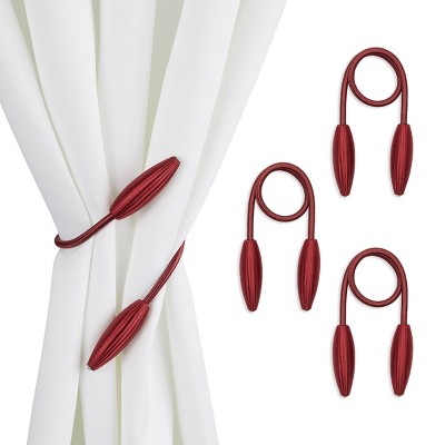 Juvale 2 Pairs Burgundy Rope Curtain Tiebacks, Holdbacks for Drapes (21 in)