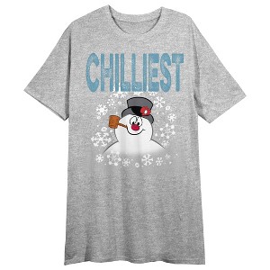 Frosty the Snowman Chillest Women's Gray Short Sleeve Sleep Shirt - 1 of 2