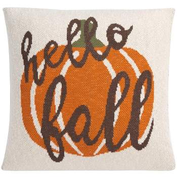 Hello Fall Pillow - Natural/Brown/Bright Orange - 20"x20'' - Safavieh.