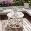 JIONJOY X-Leg Round Coffee Table with Distressed Wood Top - White - 4 of 4