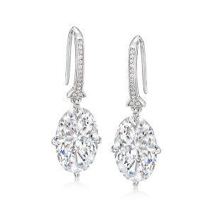 Ross-Simons 12.10 ct. t.w. CZ Drop Earrings in Sterling Silver - 1 of 3