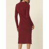 Seta T Women's Square Neck Long Sleeve Slim Fit Ribbed Knit Bodycon Midi Sweater Dress - 4 of 4