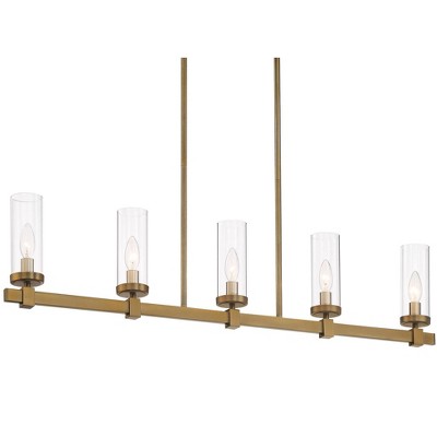 Possini Euro Design Possini Euro Aron 40" Wide Brass Finish 5-Light Linear Island Pendant