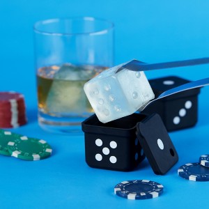 TrueZoo (D)Ice Cube Tray, Novelty Dice Shaped Silicone Molds for Cocktails, 2″ Square, Set of 2, Black - 1 of 4