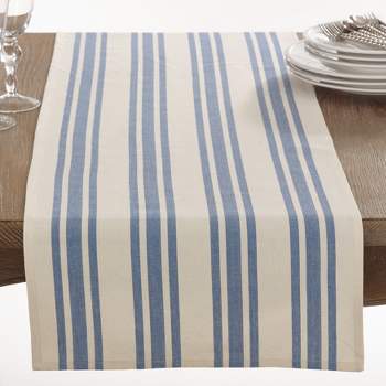 Saro Lifestyle Timeless Stripes Table Runner, Blue, 16" x 72"